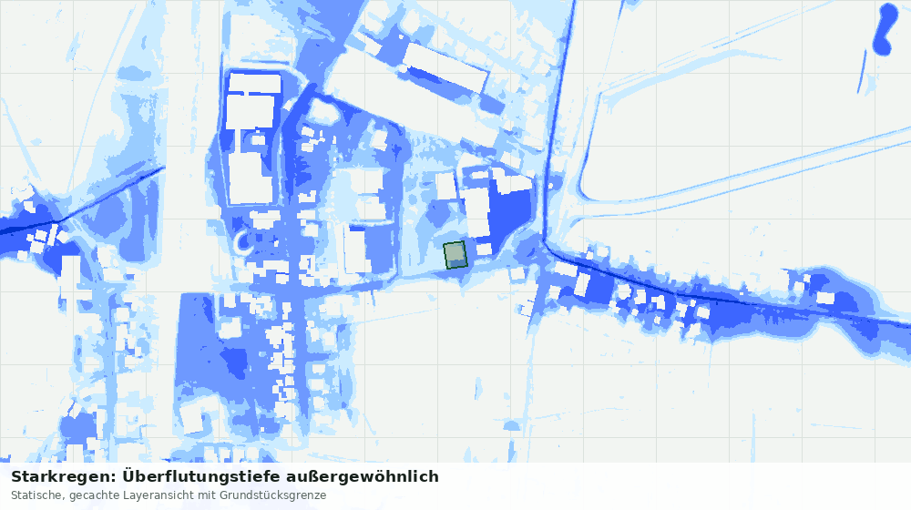 Statische Kartenansicht: Starkregen: Überflutungstiefe außergewöhnlich