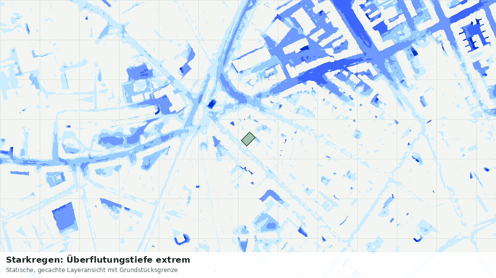 Statische Kartenansicht: Starkregen: Überflutungstiefe extrem