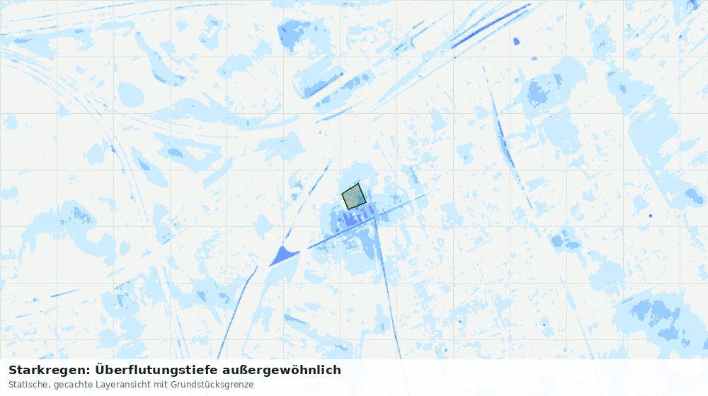 Statische Kartenansicht: Starkregen: Überflutungstiefe außergewöhnlich