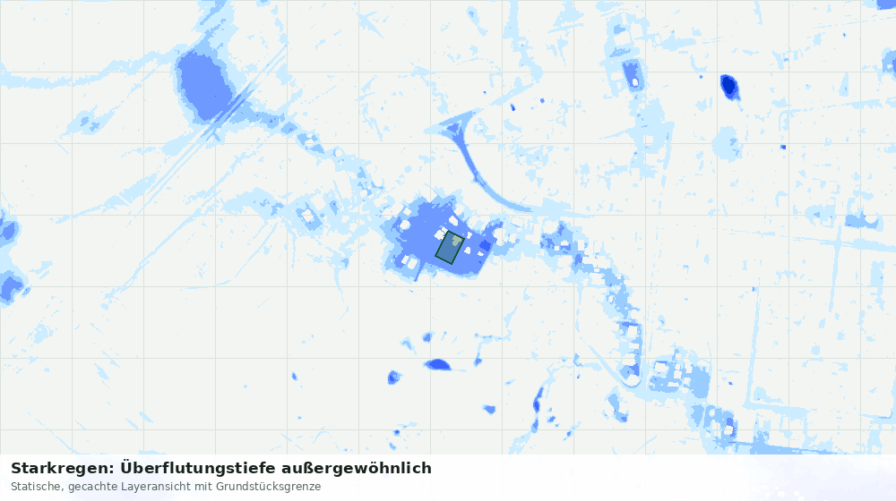 Statische Kartenansicht: Starkregen: Überflutungstiefe außergewöhnlich