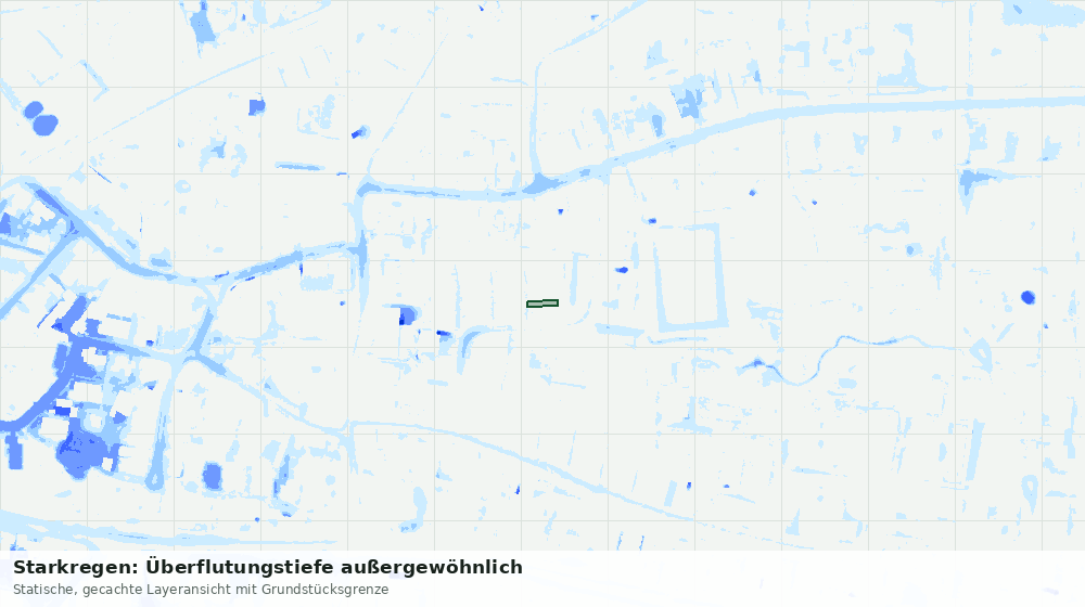 Statische Kartenansicht: Starkregen: Überflutungstiefe außergewöhnlich