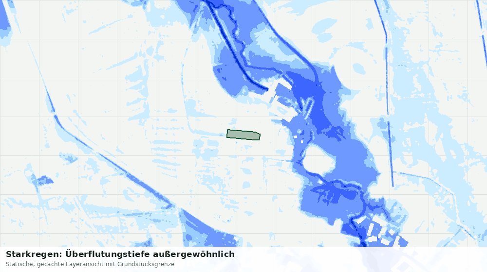 Statische Kartenansicht: Starkregen: Überflutungstiefe außergewöhnlich