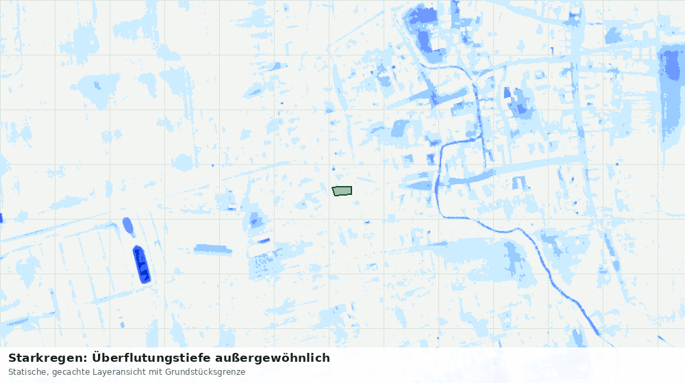 Statische Kartenansicht: Starkregen: Überflutungstiefe außergewöhnlich