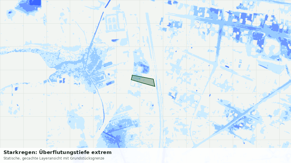 Statische Kartenansicht: Starkregen: Überflutungstiefe extrem
