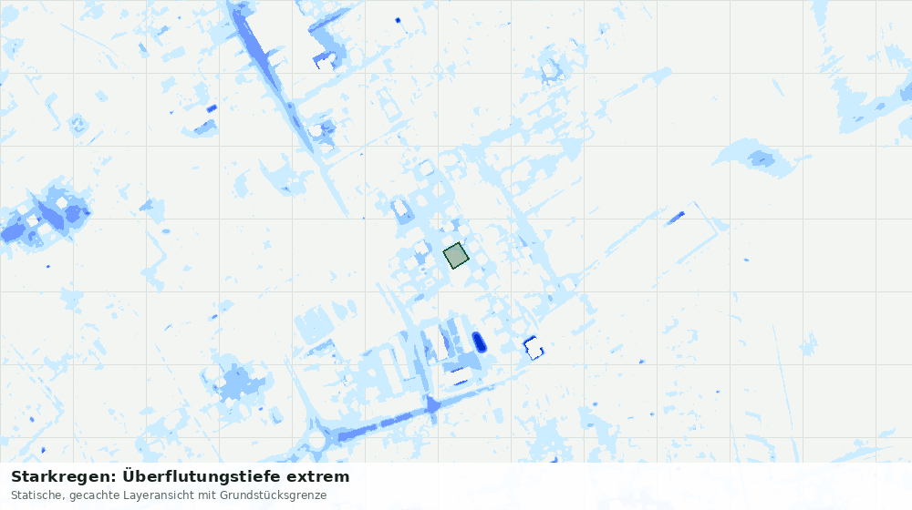 Statische Kartenansicht: Starkregen: Überflutungstiefe extrem