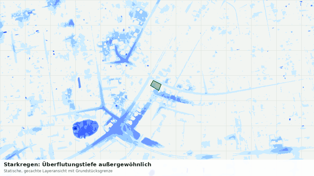 Statische Kartenansicht: Starkregen: Überflutungstiefe außergewöhnlich