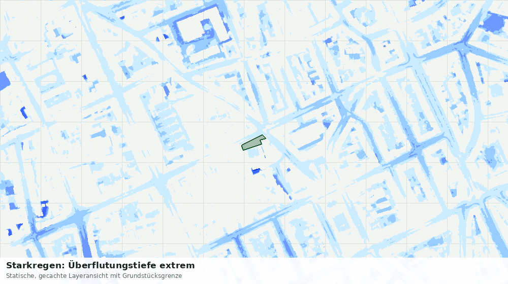 Statische Kartenansicht: Starkregen: Überflutungstiefe extrem