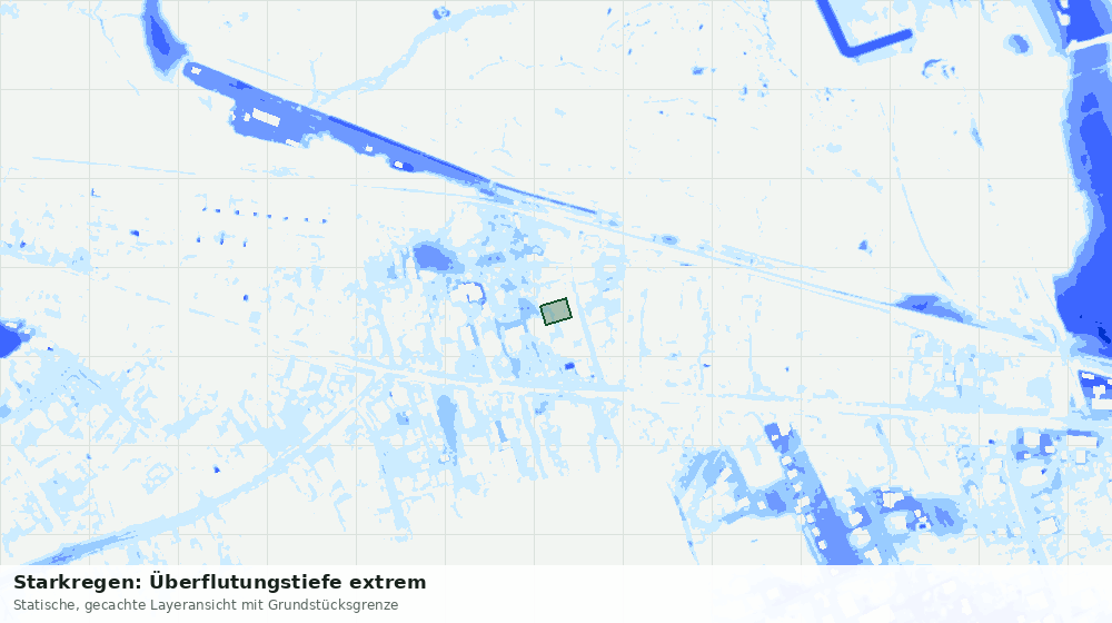 Statische Kartenansicht: Starkregen: Überflutungstiefe extrem