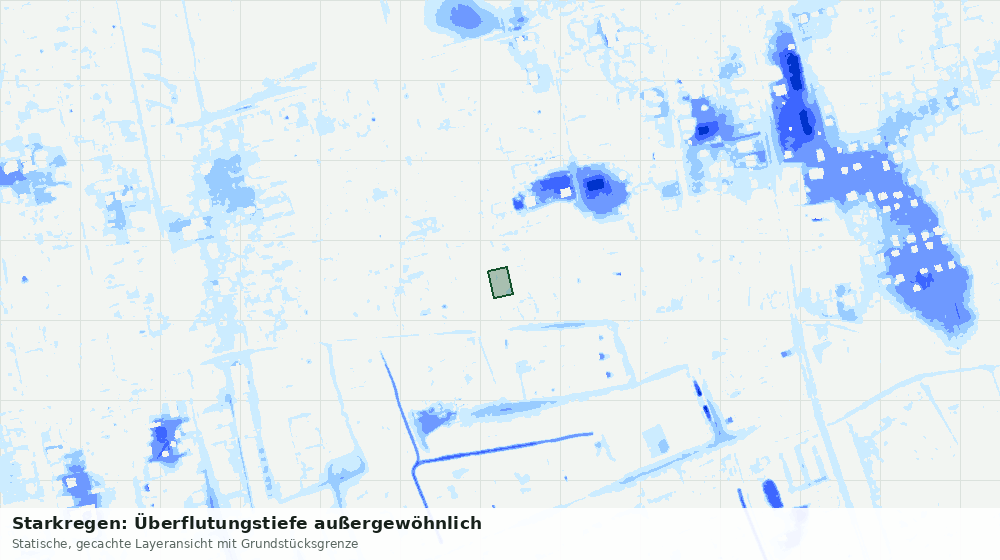 Statische Kartenansicht: Starkregen: Überflutungstiefe außergewöhnlich