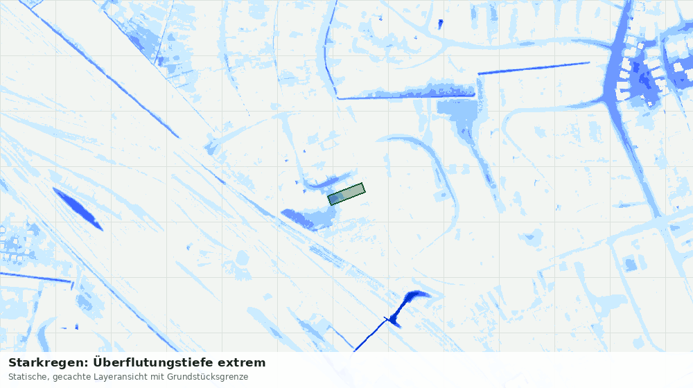 Statische Kartenansicht: Starkregen: Überflutungstiefe extrem