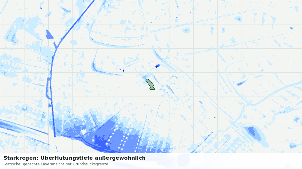 Statische Kartenansicht: Starkregen: Überflutungstiefe außergewöhnlich