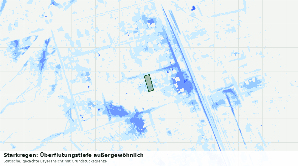 Statische Kartenansicht: Starkregen: Überflutungstiefe außergewöhnlich
