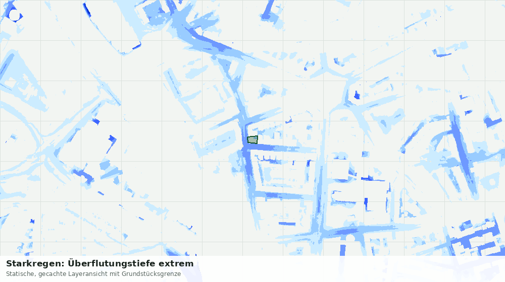 Statische Kartenansicht: Starkregen: Überflutungstiefe extrem