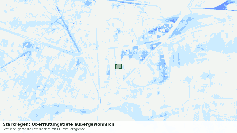 Statische Kartenansicht: Starkregen: Überflutungstiefe außergewöhnlich