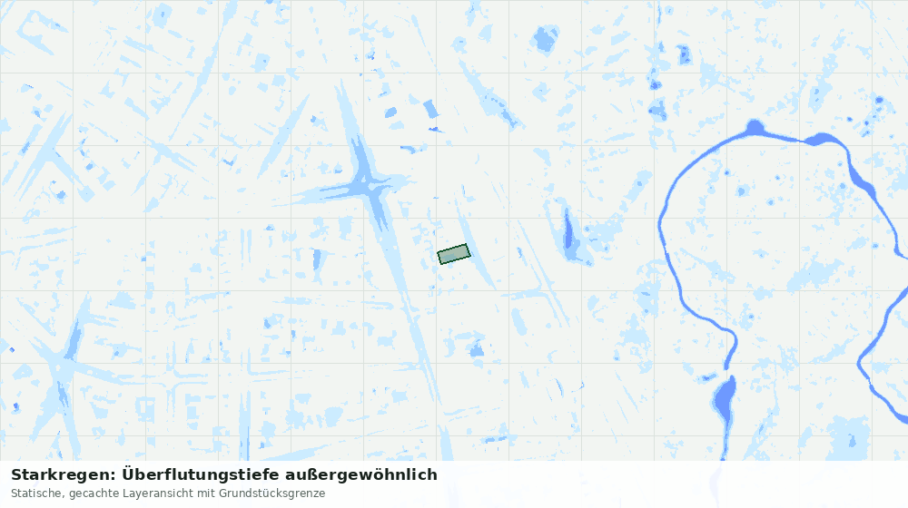 Statische Kartenansicht: Starkregen: Überflutungstiefe außergewöhnlich