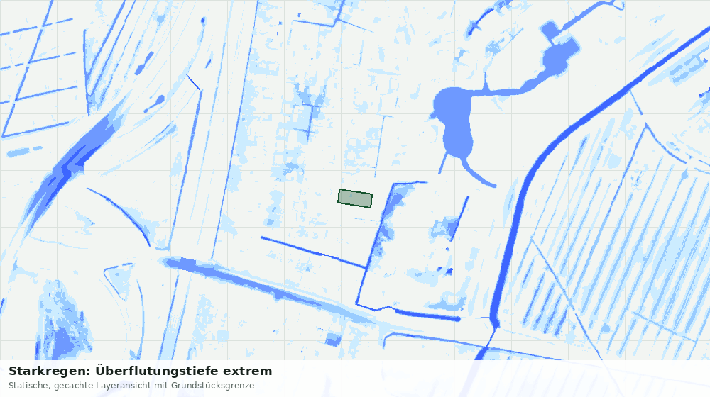 Statische Kartenansicht: Starkregen: Überflutungstiefe extrem
