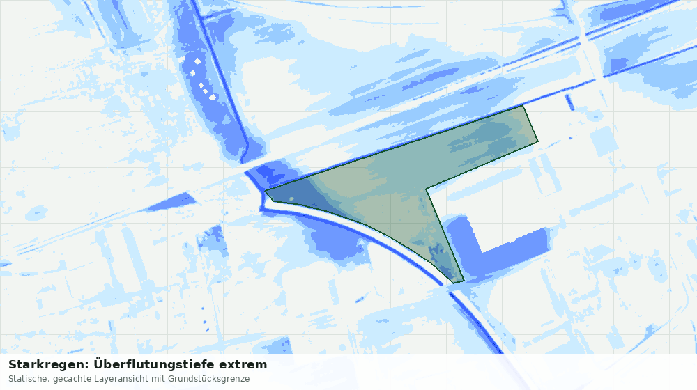 Statische Kartenansicht: Starkregen: Überflutungstiefe extrem