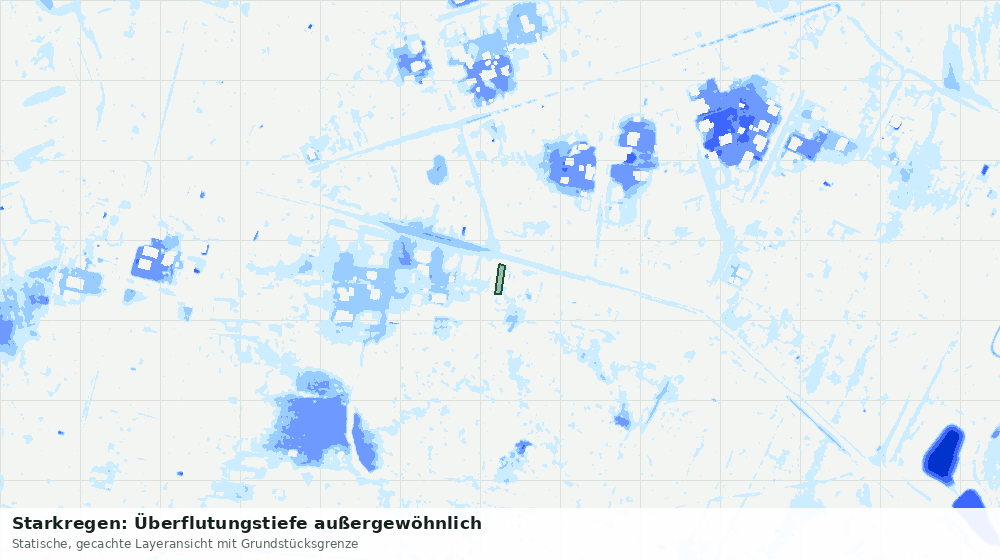 Statische Kartenansicht: Starkregen: Überflutungstiefe außergewöhnlich