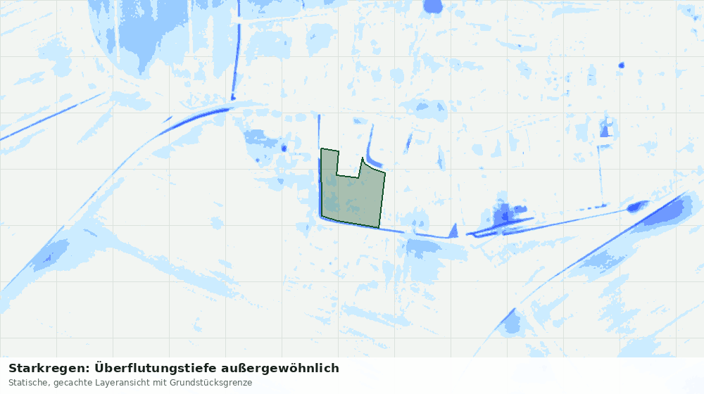 Statische Kartenansicht: Starkregen: Überflutungstiefe außergewöhnlich