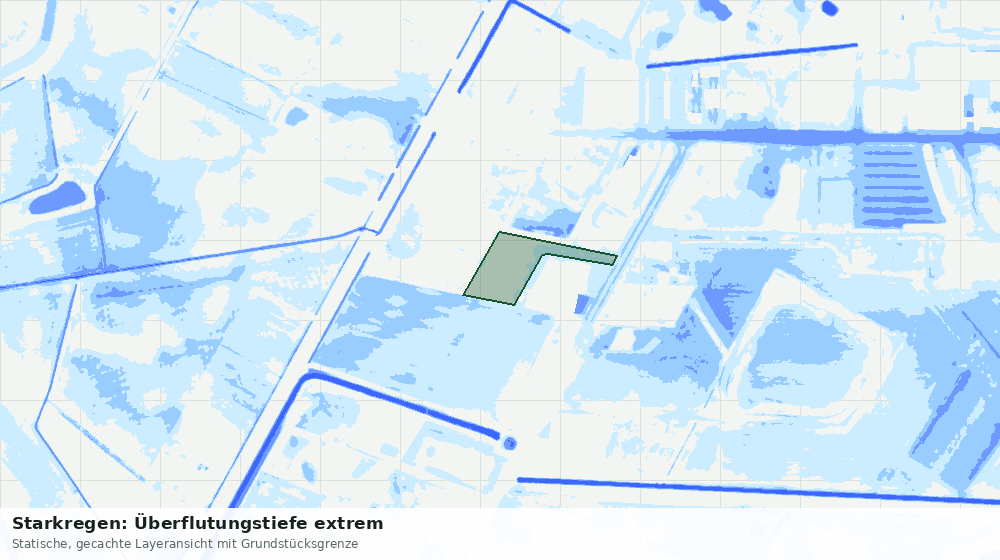 Statische Kartenansicht: Starkregen: Überflutungstiefe extrem