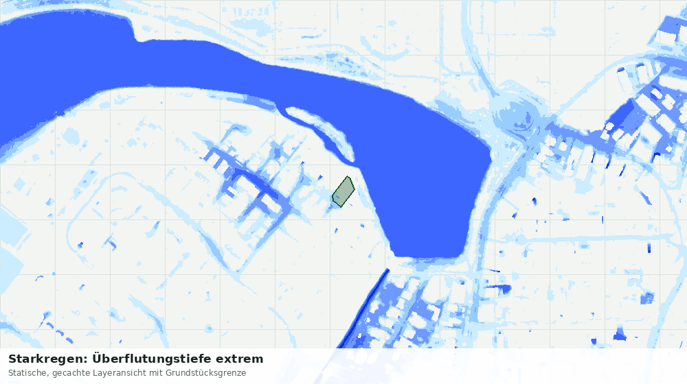 Statische Kartenansicht: Starkregen: Überflutungstiefe extrem