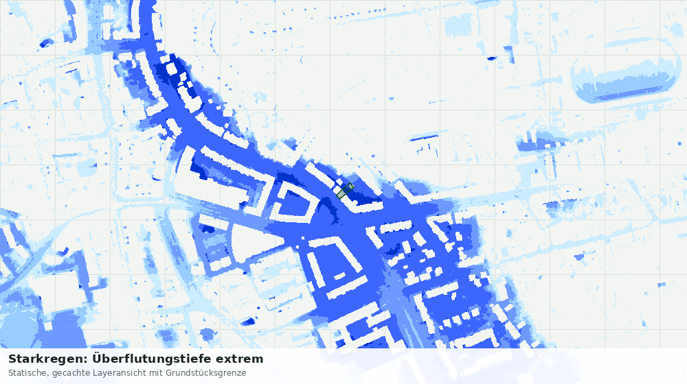 Statische Kartenansicht: Starkregen: Überflutungstiefe extrem