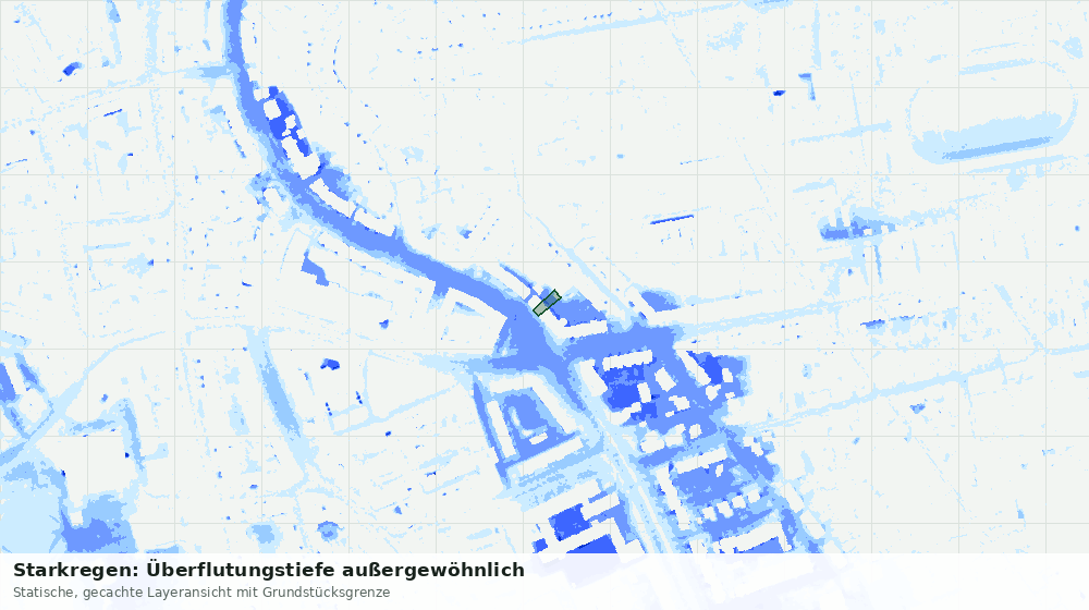 Statische Kartenansicht: Starkregen: Überflutungstiefe außergewöhnlich