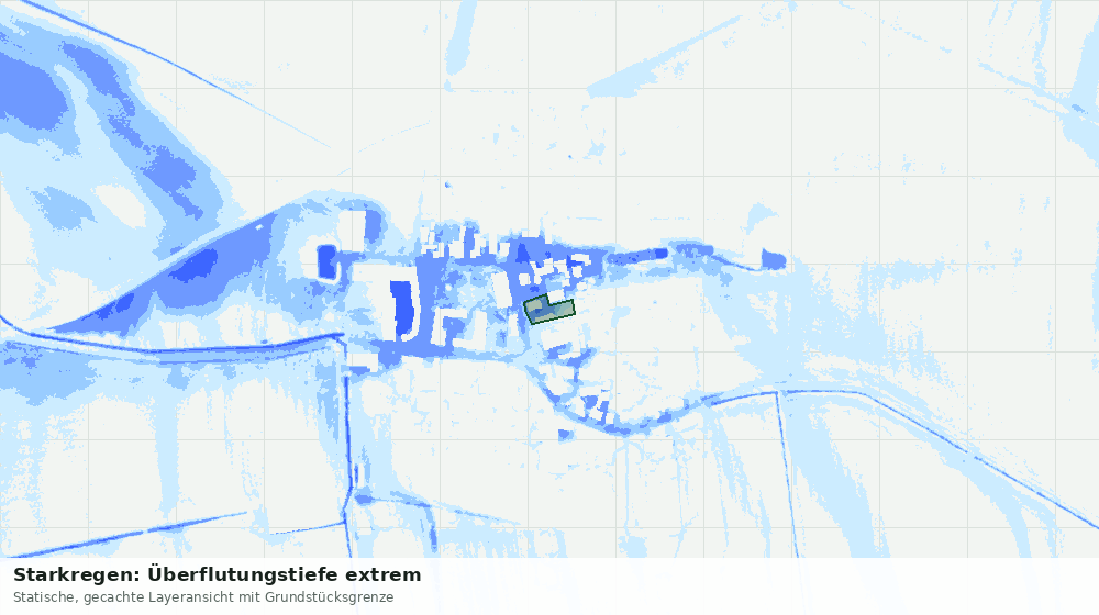 Statische Kartenansicht: Starkregen: Überflutungstiefe extrem
