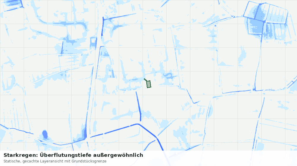 Statische Kartenansicht: Starkregen: Überflutungstiefe außergewöhnlich