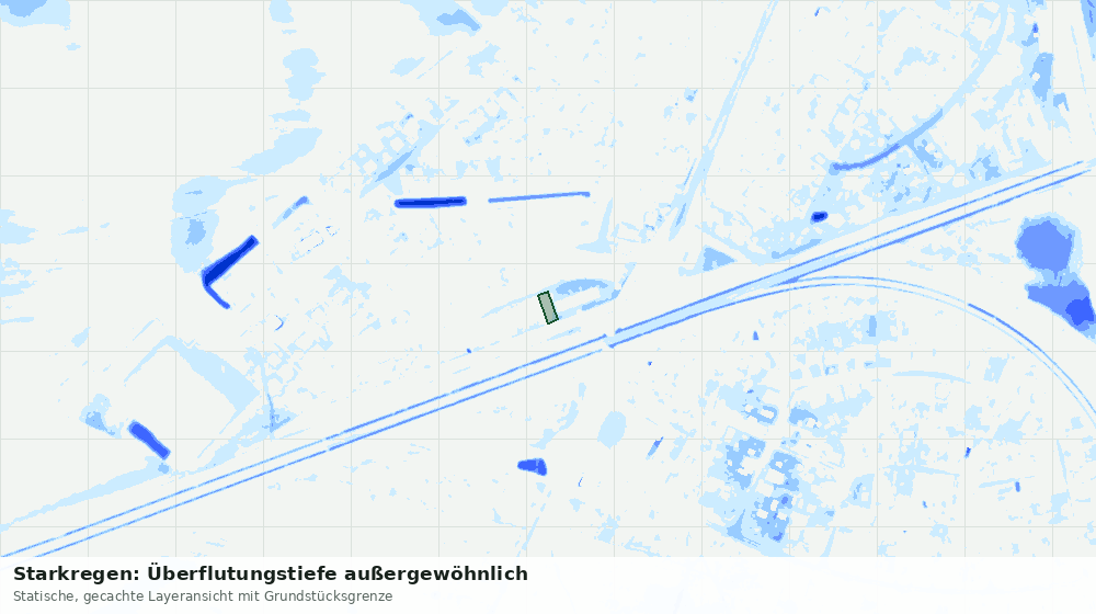 Statische Kartenansicht: Starkregen: Überflutungstiefe außergewöhnlich