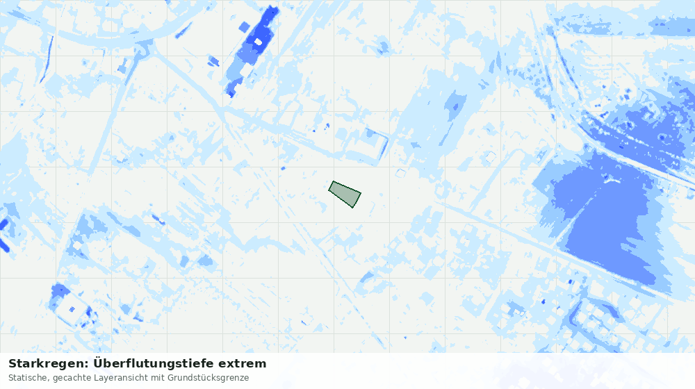 Statische Kartenansicht: Starkregen: Überflutungstiefe extrem
