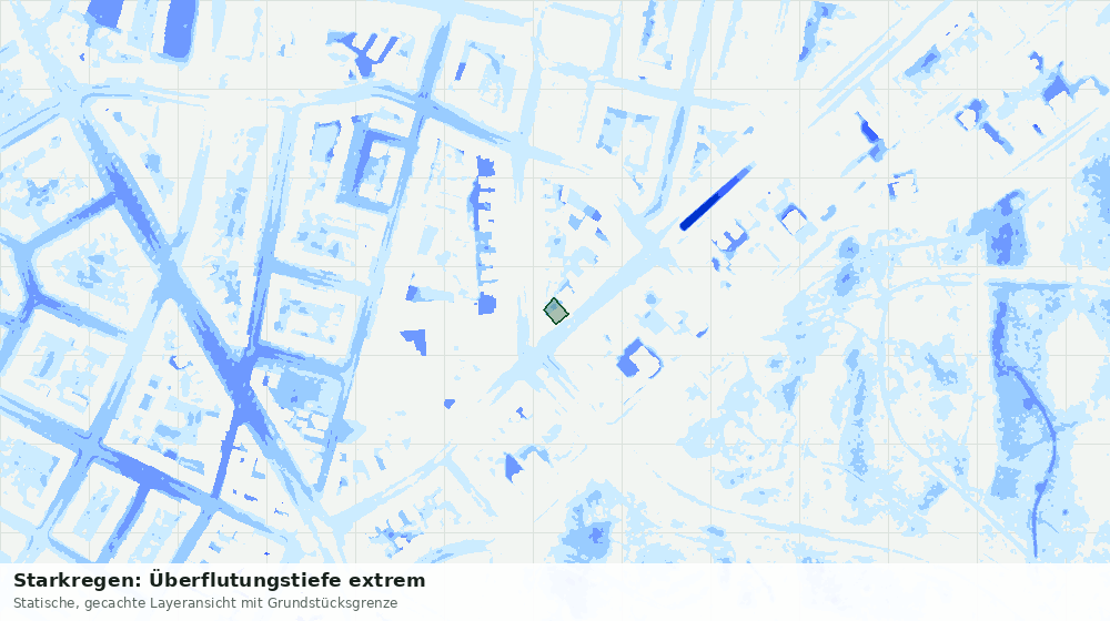 Statische Kartenansicht: Starkregen: Überflutungstiefe extrem