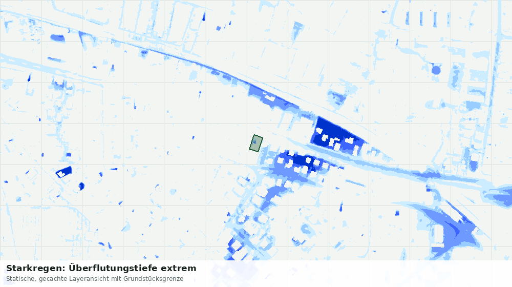 Statische Kartenansicht: Starkregen: Überflutungstiefe extrem