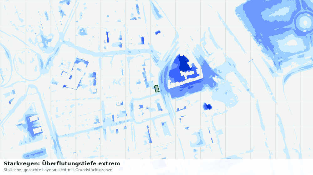Statische Kartenansicht: Starkregen: Überflutungstiefe extrem