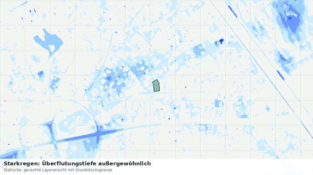 Statische Kartenansicht: Starkregen: Überflutungstiefe außergewöhnlich