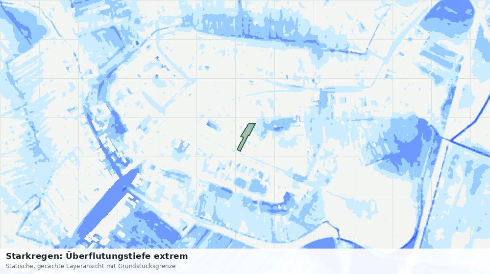 Statische Kartenansicht: Starkregen: Überflutungstiefe extrem