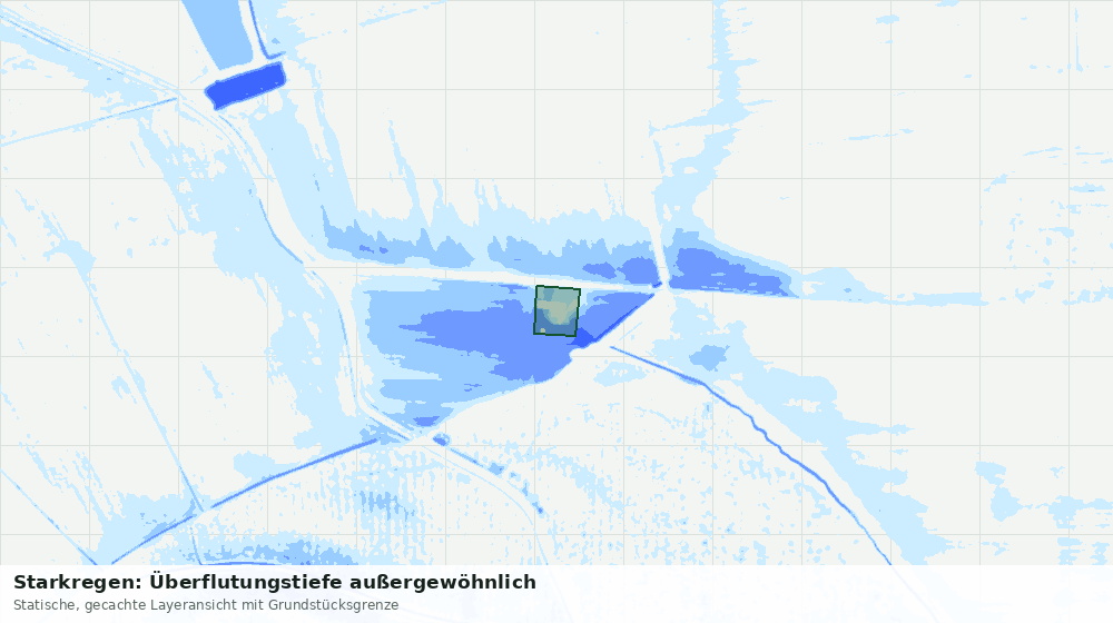 Statische Kartenansicht: Starkregen: Überflutungstiefe außergewöhnlich