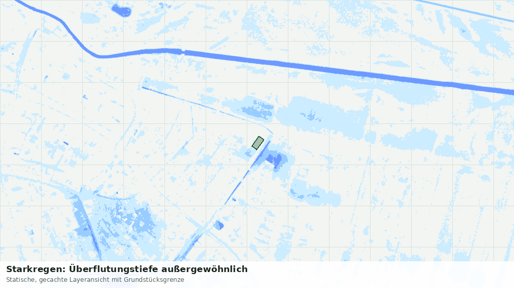 Statische Kartenansicht: Starkregen: Überflutungstiefe außergewöhnlich