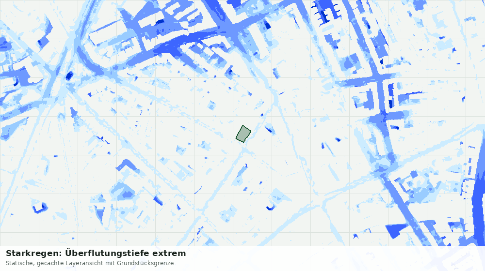 Statische Kartenansicht: Starkregen: Überflutungstiefe extrem