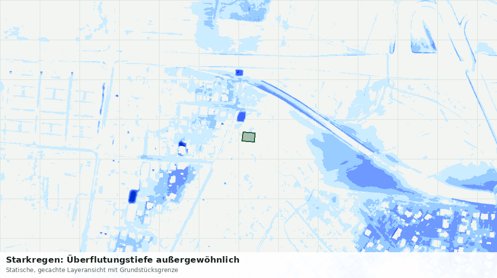 Statische Kartenansicht: Starkregen: Überflutungstiefe außergewöhnlich