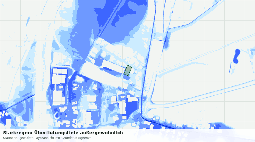 Statische Kartenansicht: Starkregen: Überflutungstiefe außergewöhnlich