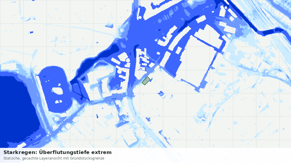 Statische Kartenansicht: Starkregen: Überflutungstiefe extrem