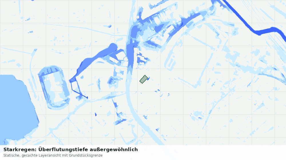 Statische Kartenansicht: Starkregen: Überflutungstiefe außergewöhnlich