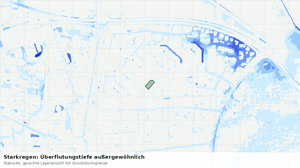 Statische Kartenansicht: Starkregen: Überflutungstiefe außergewöhnlich