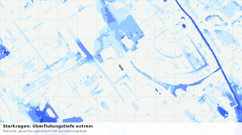 Statische Kartenansicht: Starkregen: Überflutungstiefe extrem