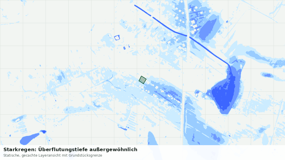 Statische Kartenansicht: Starkregen: Überflutungstiefe außergewöhnlich
