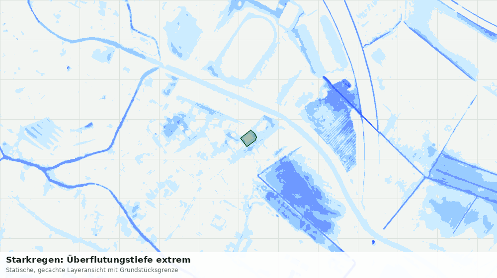 Statische Kartenansicht: Starkregen: Überflutungstiefe extrem