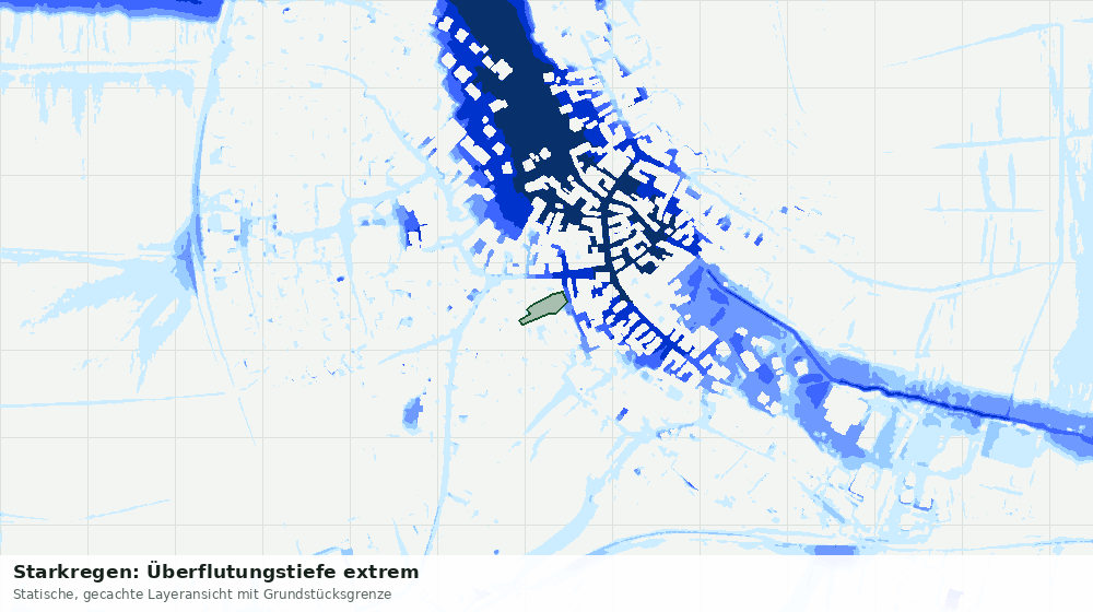 Statische Kartenansicht: Starkregen: Überflutungstiefe extrem