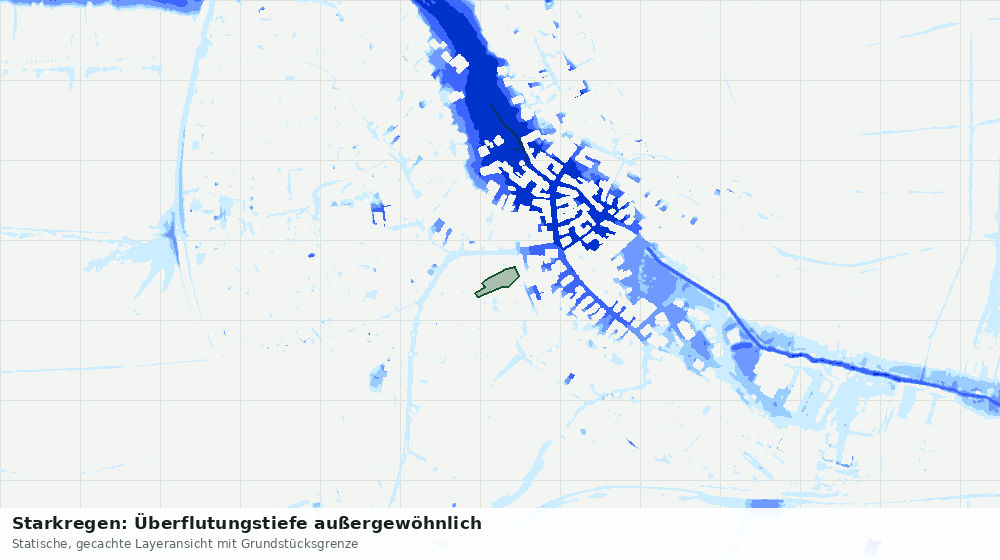 Statische Kartenansicht: Starkregen: Überflutungstiefe außergewöhnlich