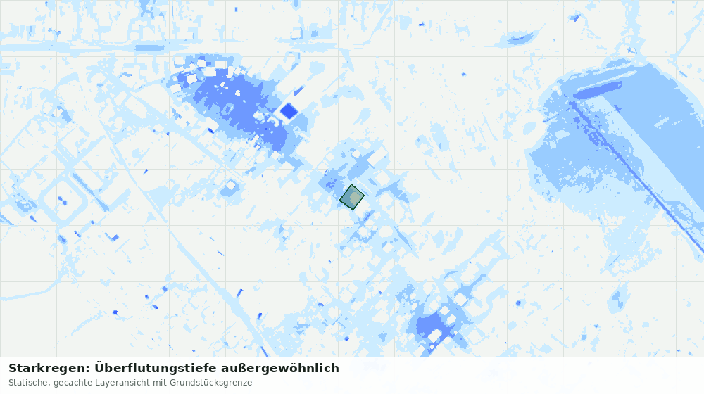 Statische Kartenansicht: Starkregen: Überflutungstiefe außergewöhnlich